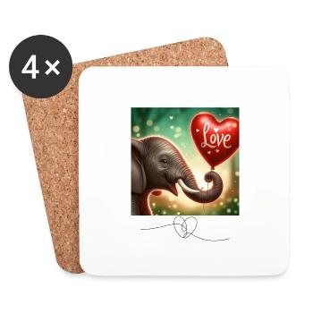 Amour d’éléphant - Dessous de verre (lot de 4) - blanc - Devant