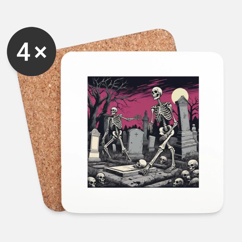 Skelett Freunde - Untersetzer (4er-Set) - Weiß
