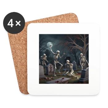 Squelette de danse - Dessous de verre (lot de 4) - blanc - Devant