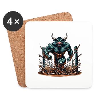 Kraftvoller Hindernislauf motivations Stier - Untersetzer (4er-Set) - Weiß - Vorne
