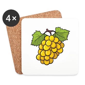 Symbole des raisins - Dessous de verre (lot de 4) - blanc - Devant