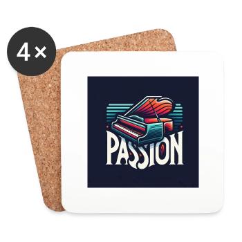 Piano Passion (impression de piano) - Passion - Dessous de verre (lot de 4) - blanc - Devant