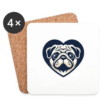 Pug at heart - Coasters (set of 4) - white - Front