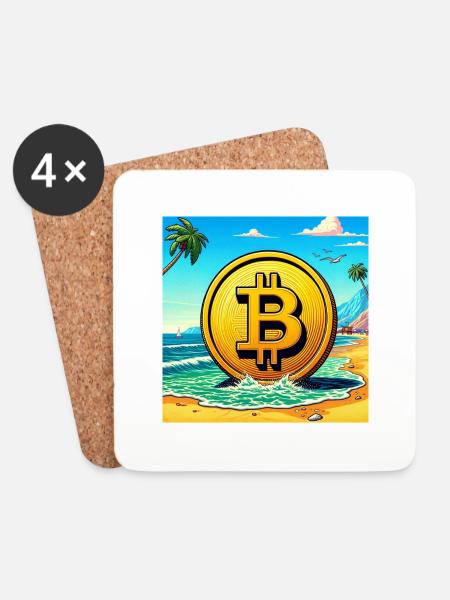Bitcoin am Strand. - Untersetzer (4er-Set) - Weiß