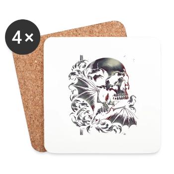 Skull and Bat - Coasters (set of 4) - white - Front