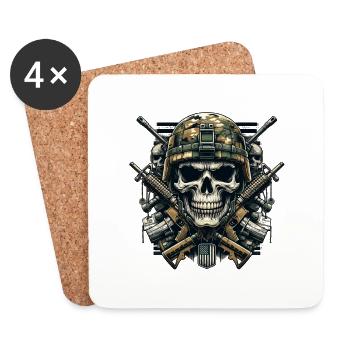 Patriot's Pride: Armed Forces Skull - Coasters (set of 4) - white - Front
