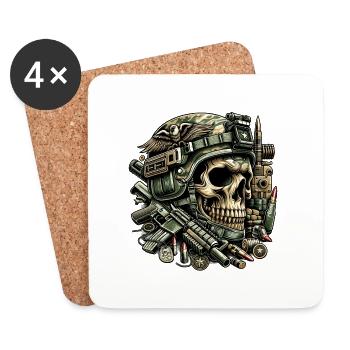 Eagle's Vigilance: Tactical Skull - Coasters (set of 4) - white - Front