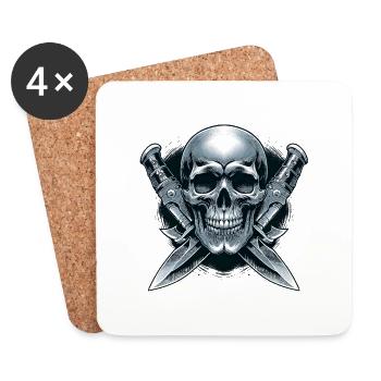 Twin Blades: Skull Between Daggers - Coasters (set of 4) - white - Front