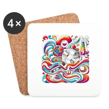 Retro Swirl Vibes - Coasters (set of 4) - white - Front