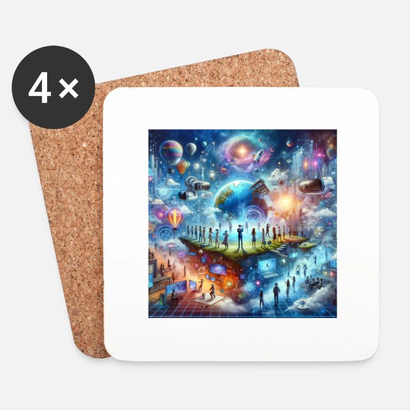 Komm ins Metaverse - Untersetzer (4er-Set) - Weiß