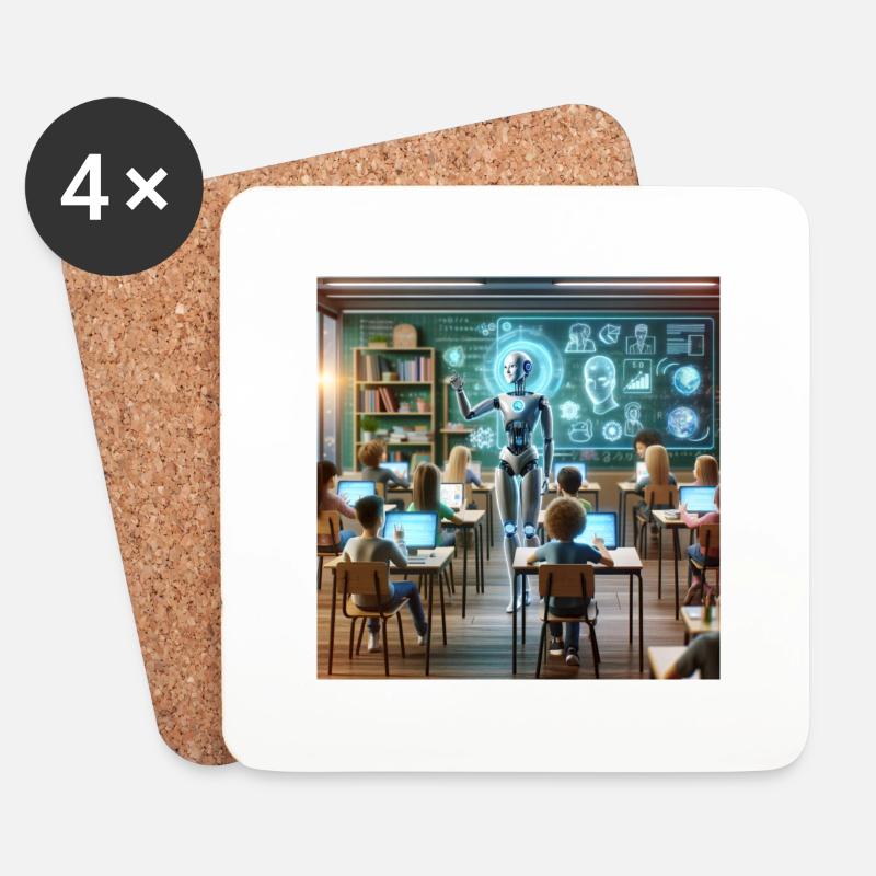 KI in der Bildung - Untersetzer (4er-Set) - Weiß