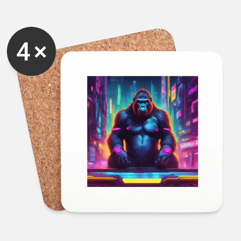 Gorilla - Untersetzer (4er-Set) - Weiß
