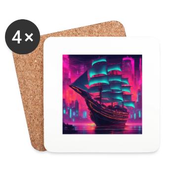 Sailing ship - Coasters (set of 4) - white - Front