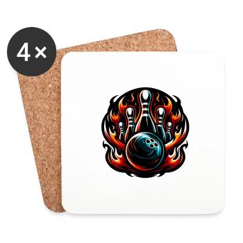 Bowling Flames and Pins - Coasters (set of 4) - white - Front