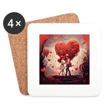 Valentinstag, Romantisch, Liebe - Untersetzer (4er-Set) - Weiß - Vorne