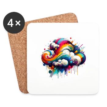 Nuage coloré coloré - Dessous de verre (lot de 4) - blanc - Devant