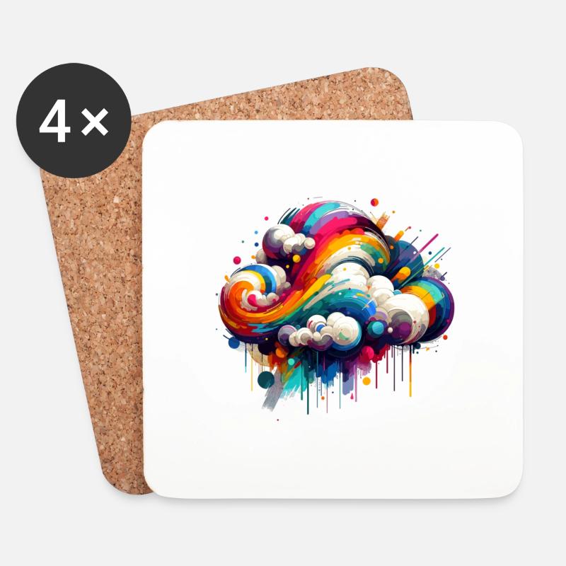 Bunte farbenfrohe Wolke - Untersetzer (4er-Set) - Weiß