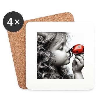 Respect Nature ... Ladybug Child - Coasters (set of 4) - white - Front