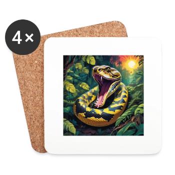 Python Schlange - Untersetzer (4er-Set) - Weiß - Vorne