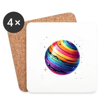 LGBTQ Planet - Untersetzer (4er-Set) - Weiß - Vorne