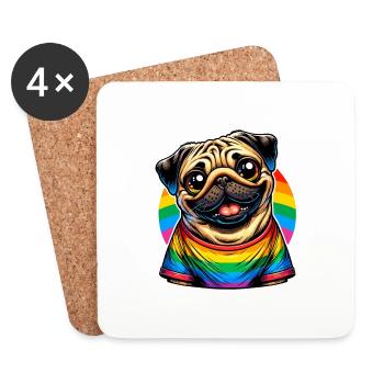 Vielfältiger Mops - Untersetzer (4er-Set) - Weiß - Vorne