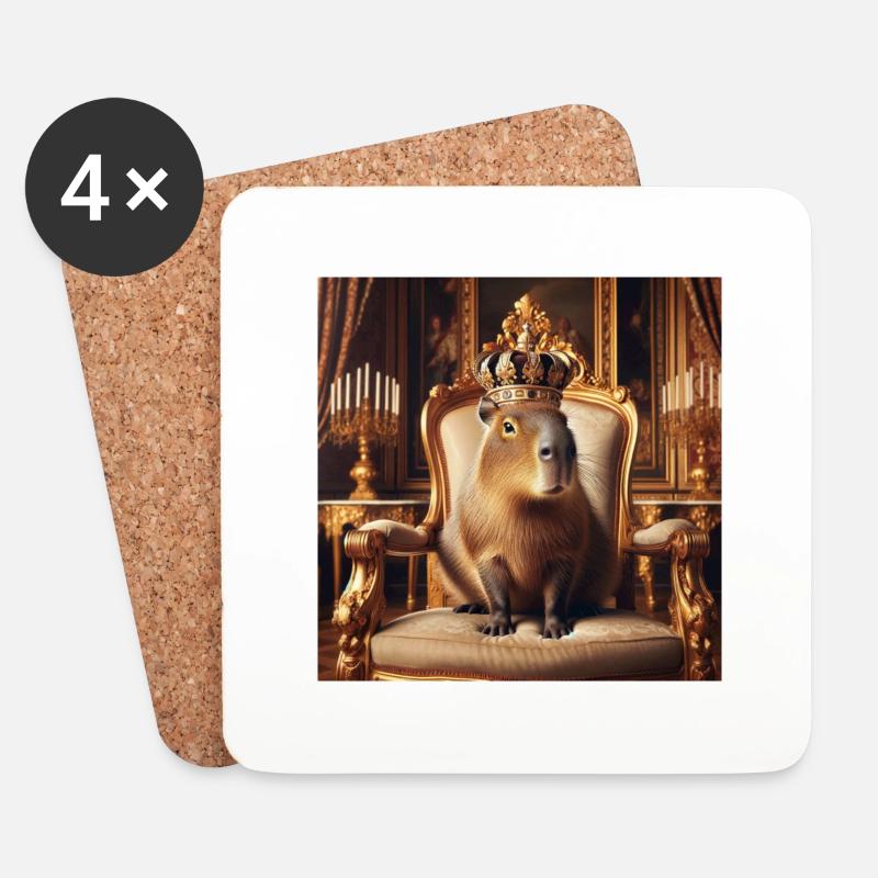 King Capybara Deluxe - Untersetzer (4er-Set) - Weiß