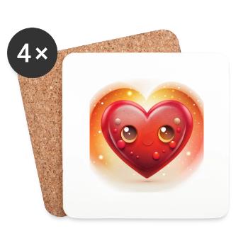 i love you saint-valentin - Dessous de verre (lot de 4) - blanc - Devant