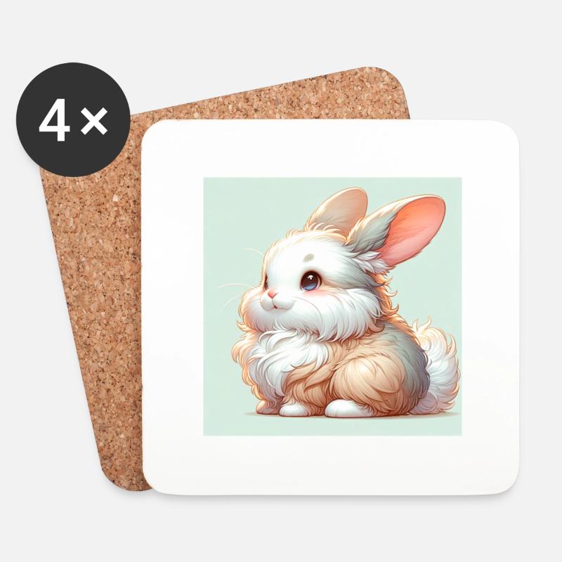 Rabbit - Untersetzer (4er-Set) - Weiß