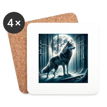 Wolf - Untersetzer (4er-Set) - Weiß - Vorne