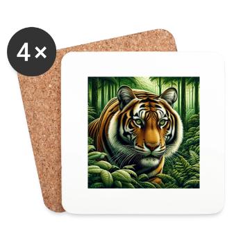 Tigre - Dessous de verre (lot de 4) - blanc - Devant