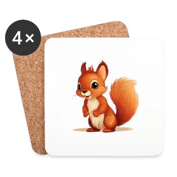 Écureuil mignon pour les enfants et les bébés - Dessous de verre (lot de 4) - blanc - Devant