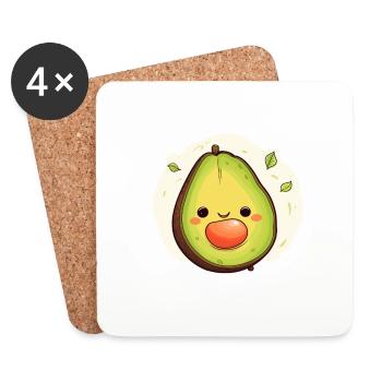 Glückliche Avocado mit Kern - Untersetzer (4er-Set) - Weiß - Vorne