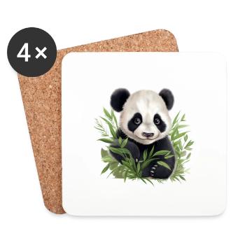 Süßer Panda schaut aus einem Busch - Untersetzer (4er-Set) - Weiß - Vorne