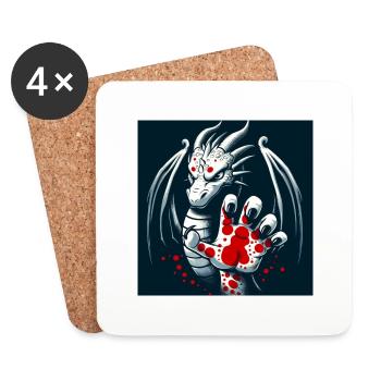 dragon putting out its paw - Coasters (set of 4) - white - Front