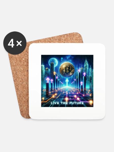 Bitcoin Cryptocurrency - Coasters (set of 4) - white
