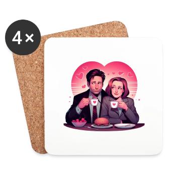 Romantisches Mittagessen und Kaffee - Untersetzer (4er-Set) - Weiß - Vorne