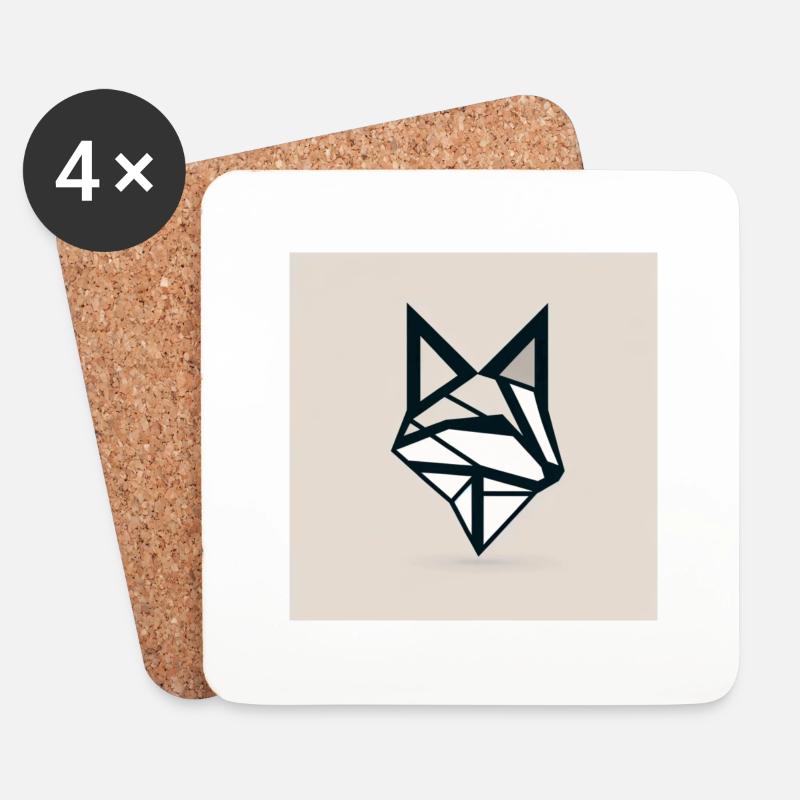 Geometrischer Minimalfuchs - Untersetzer (4er-Set) - Weiß