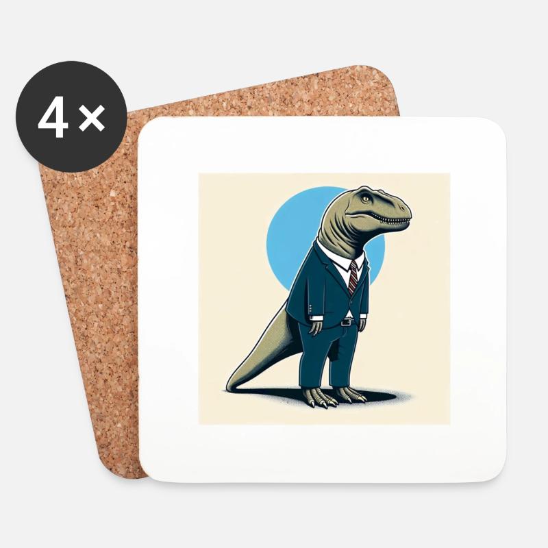 Dino in a suit - Coasters (set of 4) - white