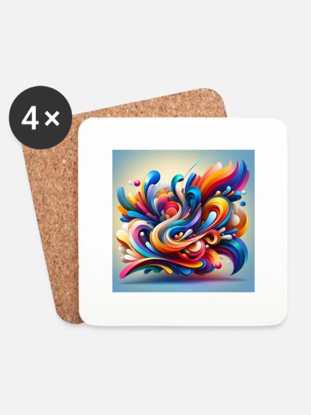 Flow of Colors of Abstraction - Coasters (set of 4) - white