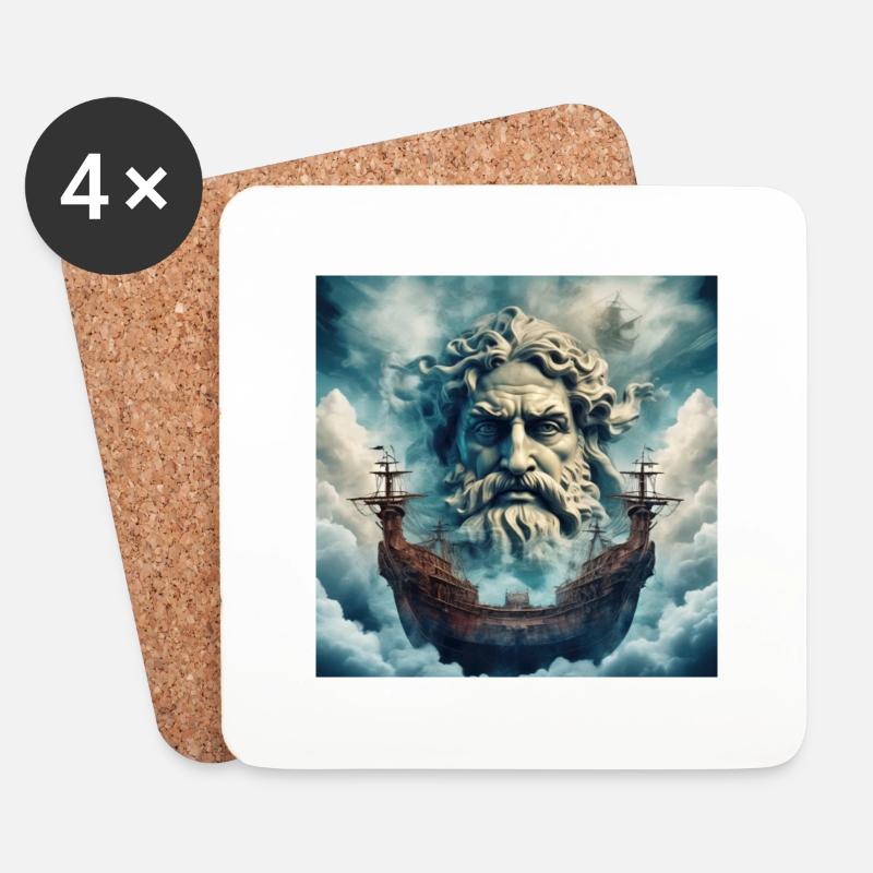 Poseidon - Untersetzer (4er-Set) - Weiß