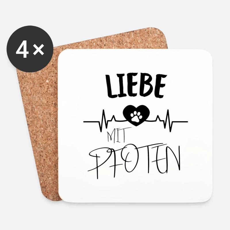Liebe mit Pfoten - Untersetzer (4er-Set) - Weiß