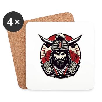 Samurai Gym Logo , Samurai Motiv , Samurai Design - Untersetzer (4er-Set) - Weiß - Vorne