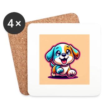 chiot joueur 1 - Dessous de verre (lot de 4) - blanc - Devant