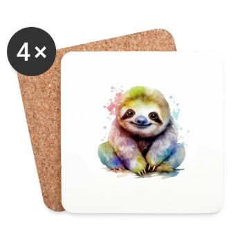 watercolor sloth - Untersetzer (4er-Set) - Weiß - Vorne