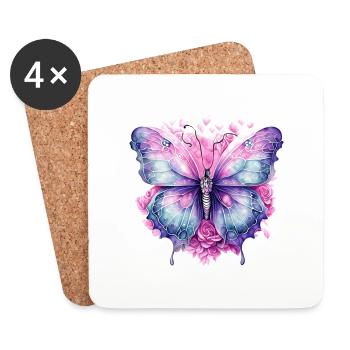 Flügelschlag: Schmetterling Design Kollektion - Untersetzer (4er-Set) - Weiß - Vorne