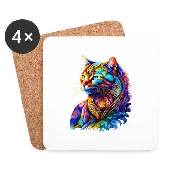 Einzigartiger Ausdruck für Katzenliebhaber! - Untersetzer (4er-Set) - Weiß - Vorne