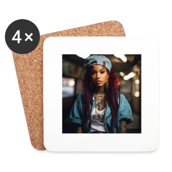 hiphop girl from the 90s - Untersetzer (4er-Set) - Weiß - Vorne