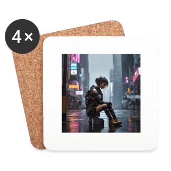 Sad Girl in the rain - Untersetzer (4er-Set) - Weiß - Vorne