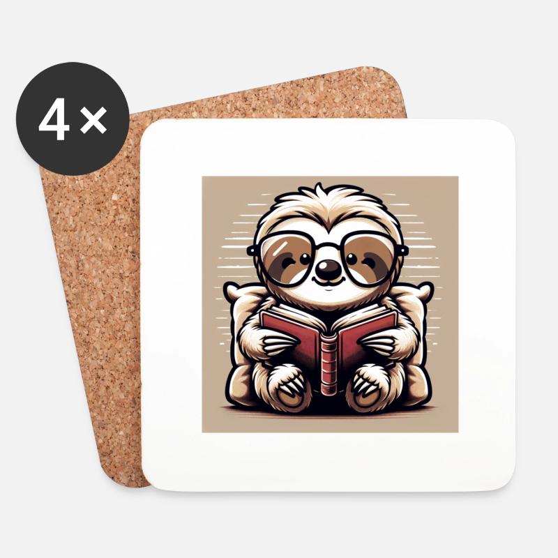 Bücherwurm - Untersetzer (4er-Set) - Weiß