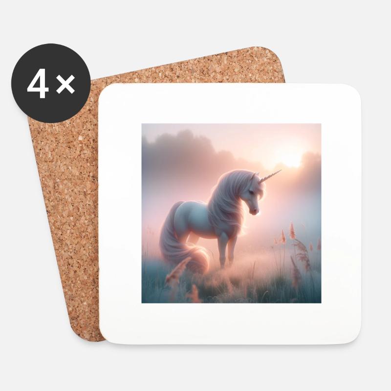 Einhorn - Untersetzer (4er-Set) - Weiß